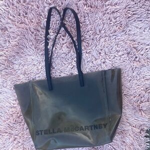 Stella McCartney Grey Vinyl Tote with Black Handles